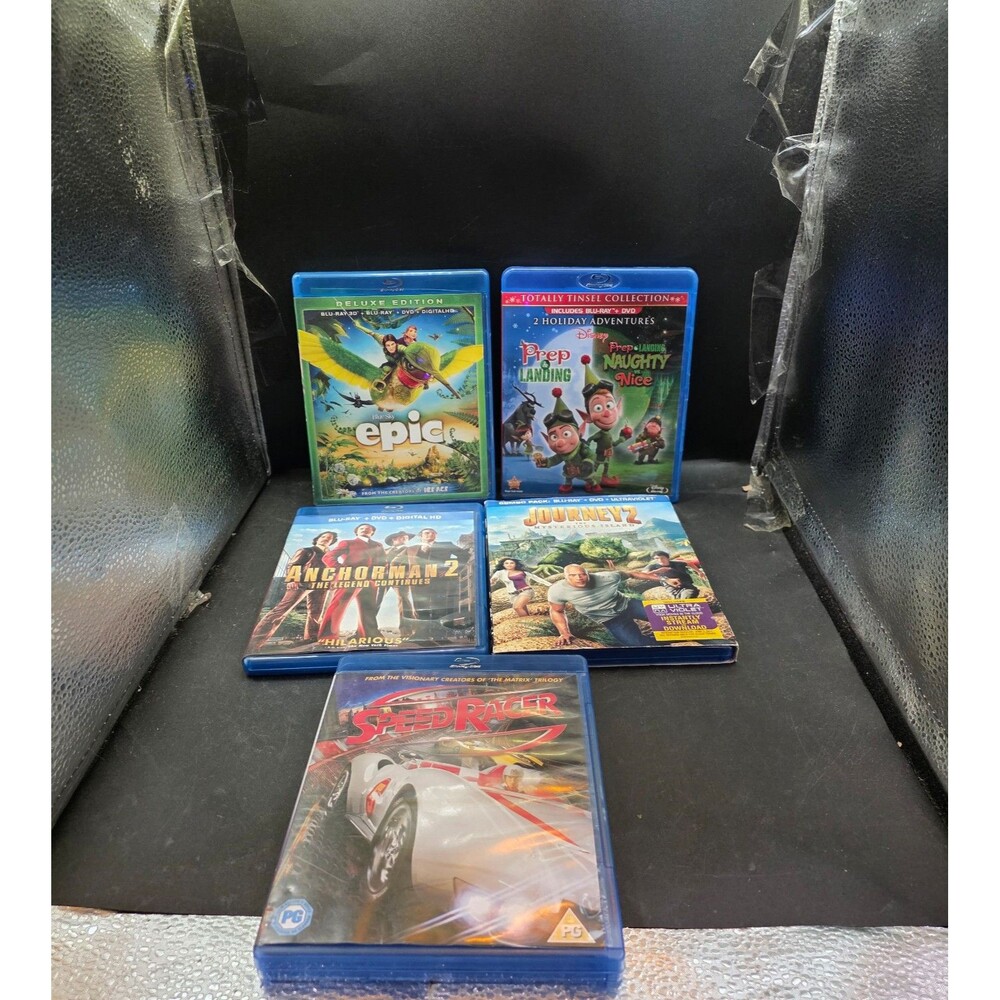 5-Movie Blu-ray Lot: Epic, Prep & Landing, Anchorman 2, Journey 2, Speed Racer